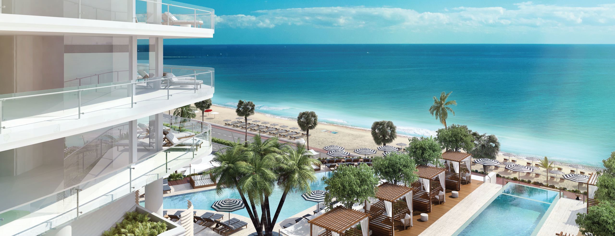 Luxurious living room overlooking the ocean at Four Seasons Residences Fort Lauderdale
